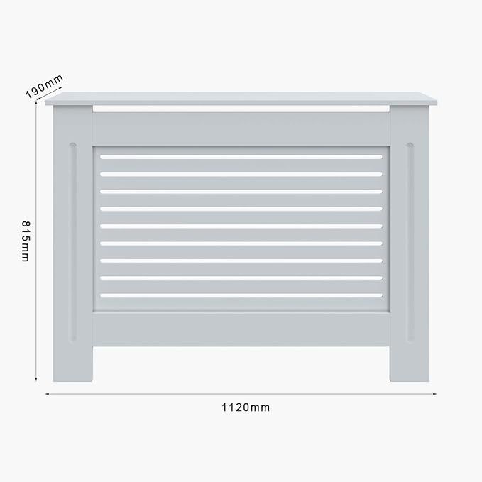 White 1120mm Radiator Cover Horizontal 3 Pattern Slatted Wood Decor