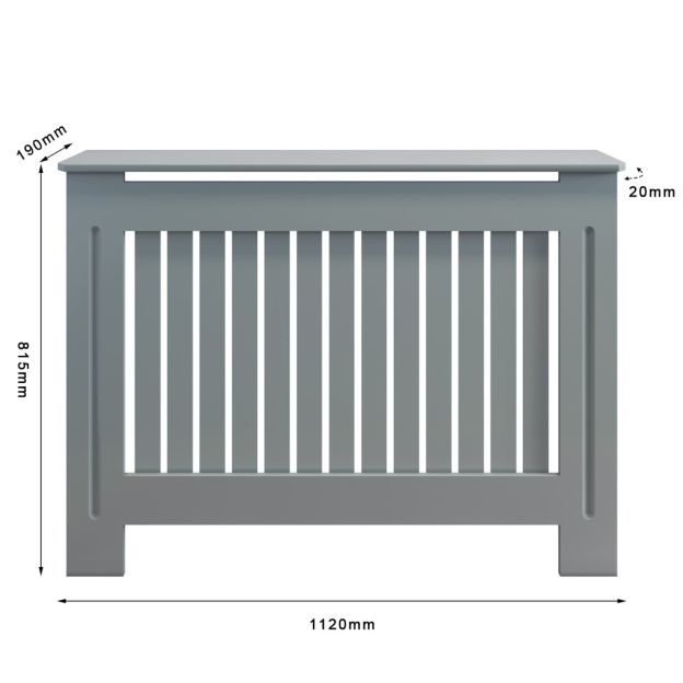Grey 1120mm Vertical Grille Radiator Cover Traditional 3 Pattern Slatted Wood Decor