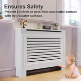 White 1120mm Radiator Cover Horizontal 3 Pattern Slatted Wood Decor