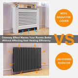 White 1120mm Radiator Cover Horizontal 3 Pattern Slatted Wood Decor