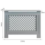 Grey 1120mm Cross Grille Radiator Cover Traditional 3 Pattern Slatted Wood Decor