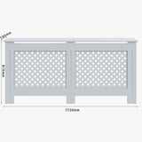 White 1720mm Cross Grille Radiator Cover Traditional 3 Pattern Slatted Wood Decor