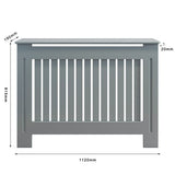 Grey 1120mm Vertical Grille Radiator Cover Traditional 3 Pattern Slatted Wood Decor