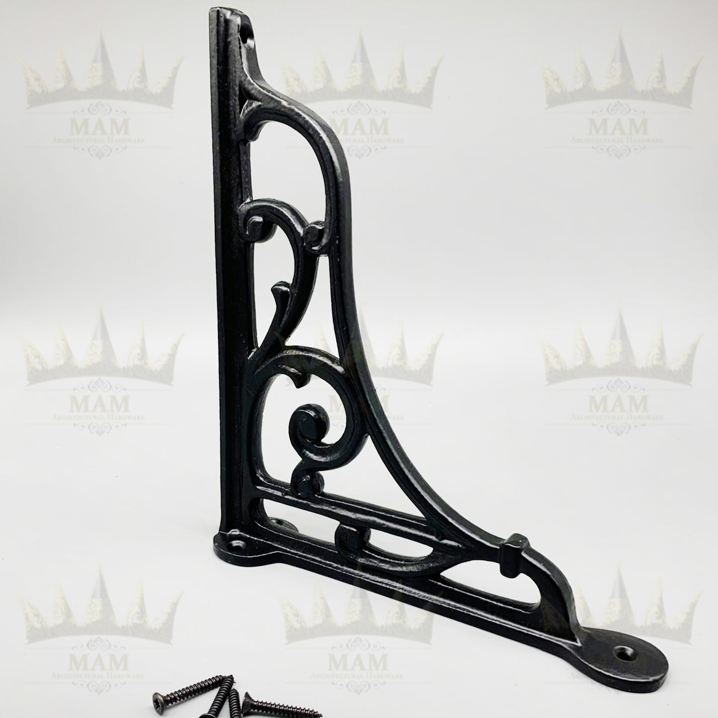 Cast Iron VICTORIAN Shelf Bracket 6" x 6" - Black Finish