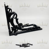 Cast Iron VICTORIAN Shelf Bracket 8" x 7" - Antique iron and black finish