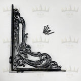 Cast Iron VICTORIAN Shelf Bracket 8" x 7" - Antique iron and black finish