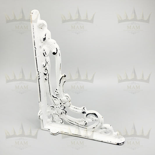 Cast Iron VICTORIAN Shelf Bracket 8" x 6" - White Antique Finish