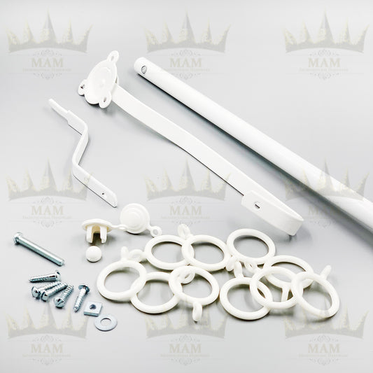 White Rising Portiere Rod (42" / 106cm) - Door Curtain Pole