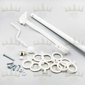 White Rising Portiere Rod (42" / 106cm) - Door Curtain Pole